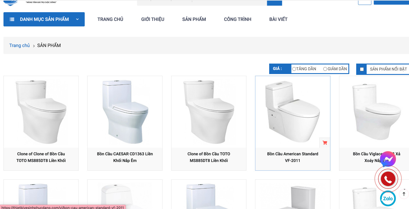 Thiết kế website thiết bị vệ sinh