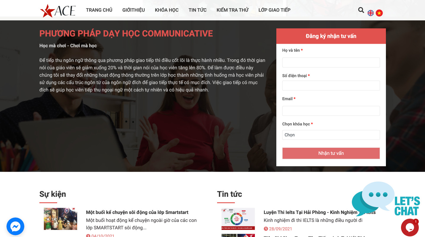 thiết kế website trung tâm anh ngữ