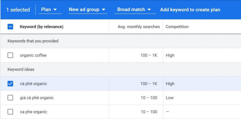 Google Keyword Planner