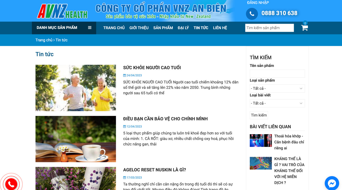 thiết kế website thực phẩm hỗ trợ sức khoẻ