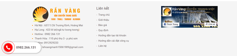 footer của website order hàng Trung Quốc Rắn Vàng
