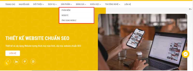 Hệ thống menu là yếu tố không thể thiếu