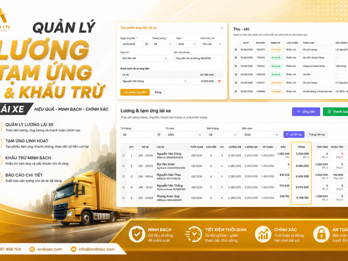 Quản Lý Lương, Tạm Ứng Và Khấu Trừ Lái Xe