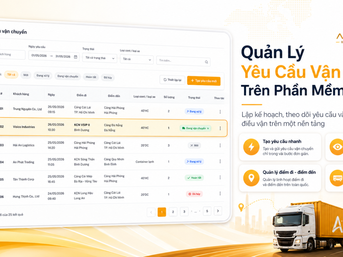 Quản Lý Yêu Cầu Vận Chuyển Trên Phần Mềm Logistics