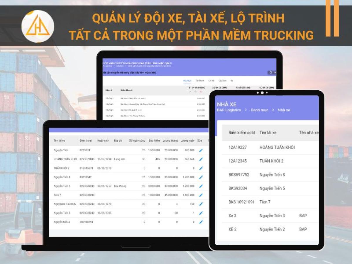Quản lý đội xe, tài xế, lộ trình – tất cả trong một phần mềm Trucking