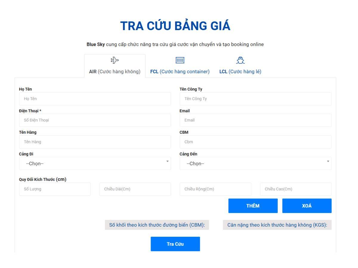 tra cứu cước vận chuyển