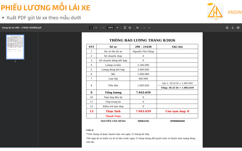 Phần Mềm Tính Lương Lái Xe Cho Doanh Nghiệp Vận Tải