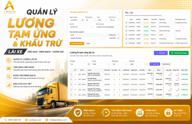 Quản Lý Lương, Tạm Ứng Và Khấu Trừ Lái Xe