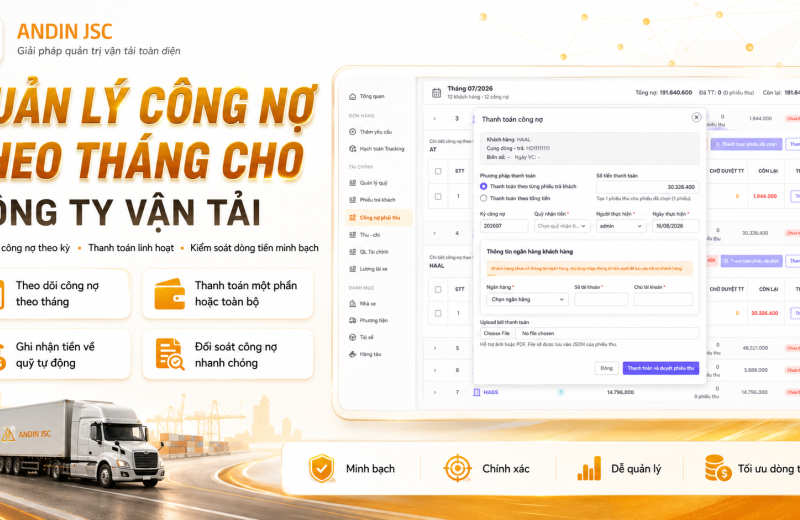 Quản Lý Công Nợ Theo Tháng Cho Công Ty Vận Tải