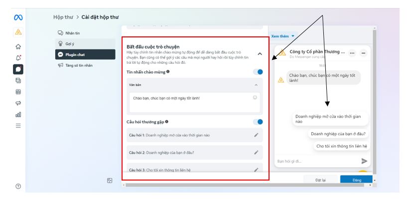 lấy mã nhúng - thiết lập chat