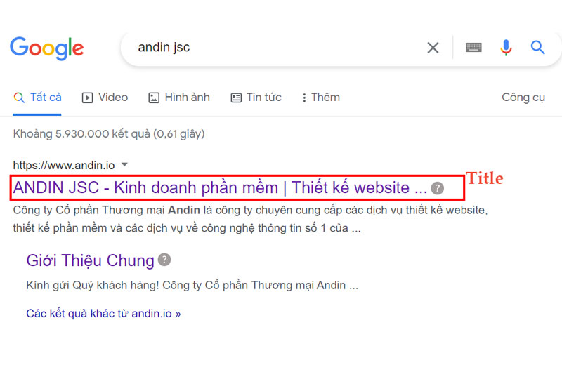 Title - tiêu đề trong SEO 2022 giúp người dùng hiểu hơn về website.