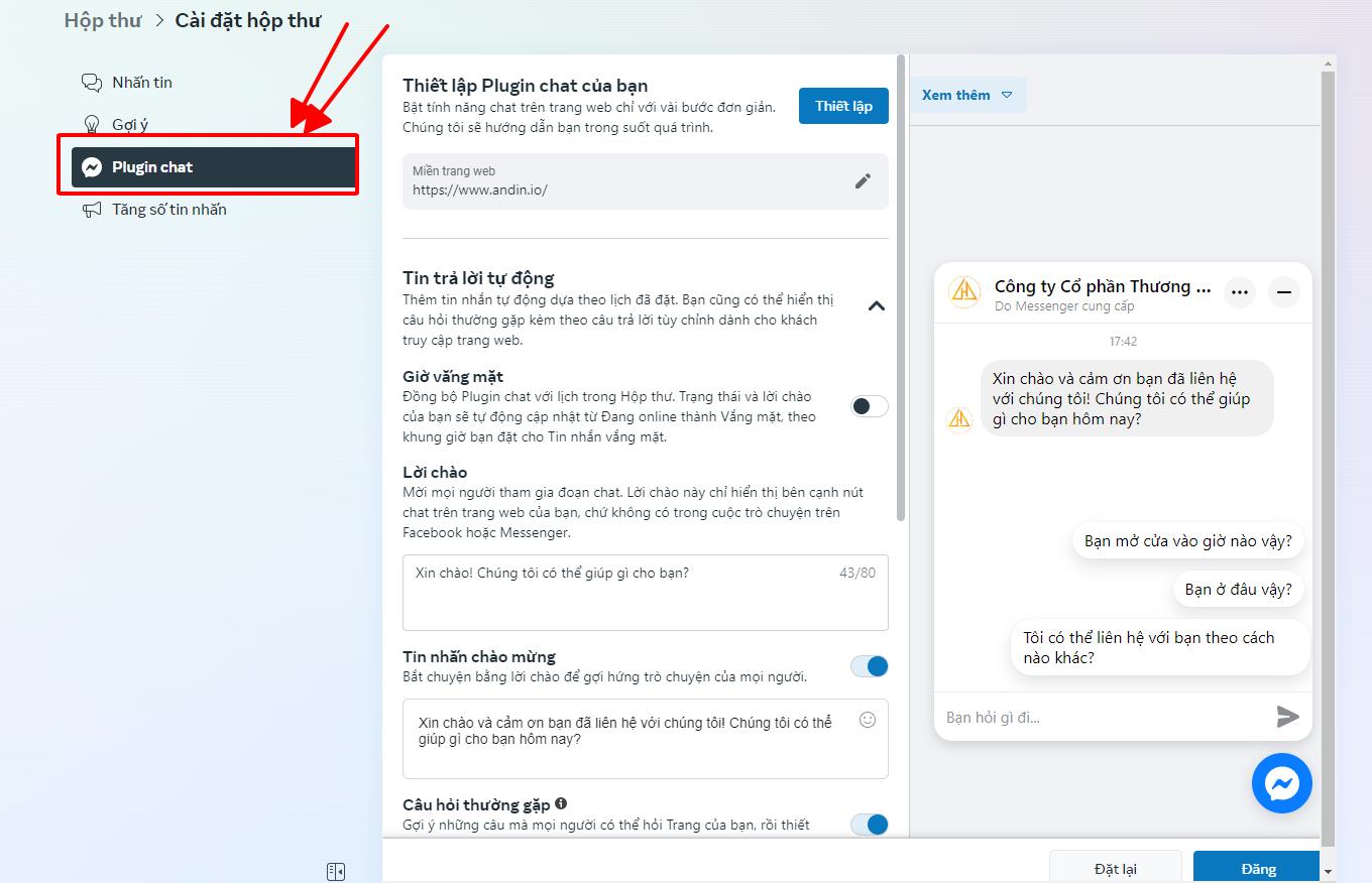 tạo chat messenger
